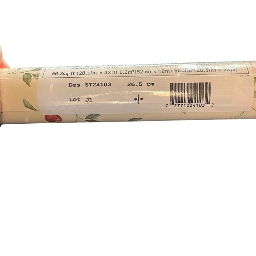 VTG Rosedale Solid Vinyl Wallcovering Double Roll Cherry Vine Print 56 sq ft
